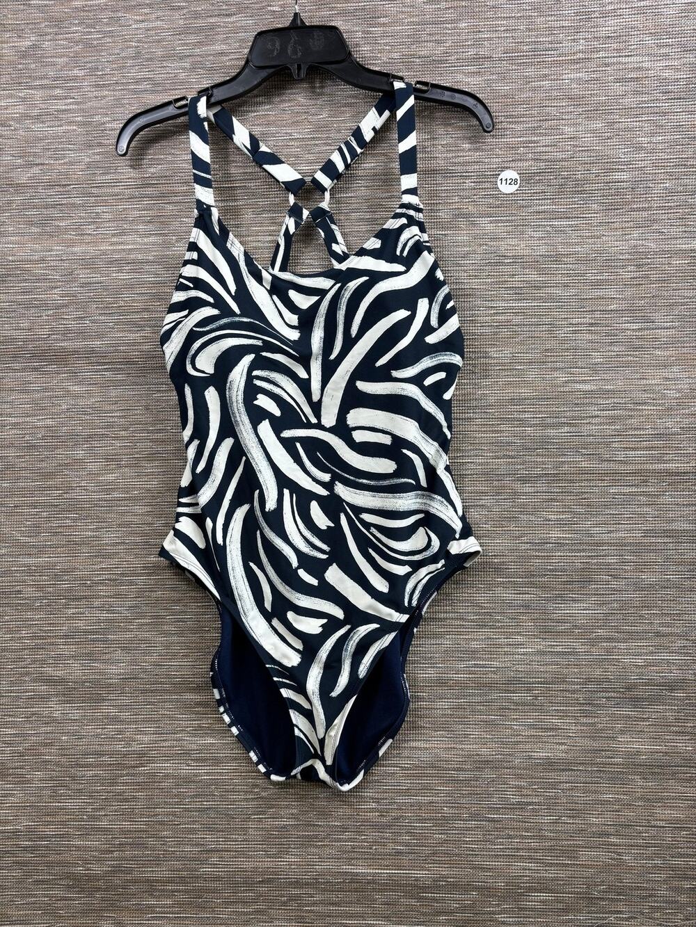 Hurley Swimsuit Womens XL Blue White Animal Print One Piece Crossback Lined